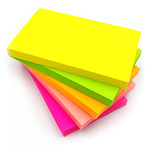 Post it Haftnotizen Bright | Rechteckige stark haftende Haftnotiz-Pads | To-Do-Liste | Notizblöcke für Zuhause, Büro und Schule | Memo-Blöcke | Packung mit 4 | 76mm x 127mm 100 Blatt pro Block von Evergreen Goods Ltd