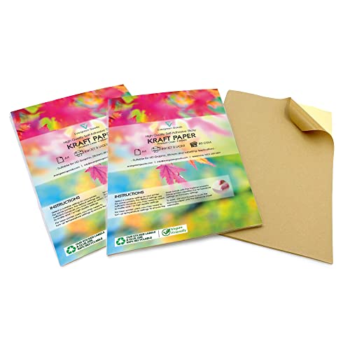 Evergreen Goods™ 2 x 100 Blatt A4 Kraftpapier-Etiketten | Tintenstrahl- und Laserdruck | selbstklebende Rückseite | Beschriftung für Cricut, Produkte, Boxen, Versand von Evergreen Goods Ltd