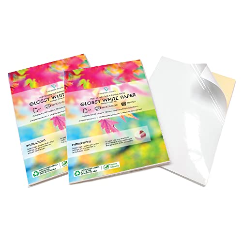 Evergreen Goods 2 x 50 Blatt A4 glänzendes weißes Aufkleberpapier | Inkjet & Laser bedruckbare selbstklebende Etiketten | Erstellen Sie Ihre eigenen Aufkleber, Produktetiketten | Kunst & Handwerk von Evergreen Goods Ltd