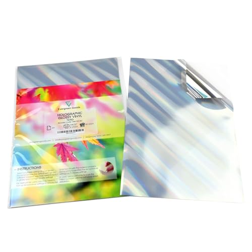 Evergreen Goods A4 selbstklebende selbstklebende Rückseite holografisches Silber-Vinyl, geneigtes Muster, Tintenstrahl- und Laserdrucker, 10 Stück von Evergreen Goods Ltd