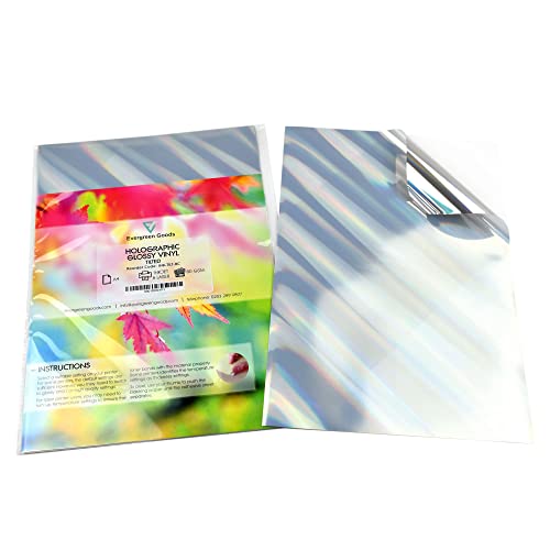 Evergreen Goods A4 selbstklebende selbstklebende Rückseite holografisches Silber-Vinyl, geneigtes Muster, Tintenstrahl- und Laserdrucker, 10 Stück von Evergreen Goods Ltd