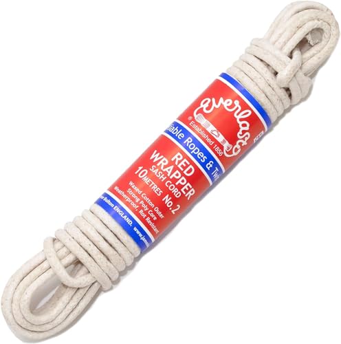 EVERLASTO NO.4 ROT Wrapper SASH Cord, Baumwolle, Natur, 7mm x 25M EVERLASTO NO.4 ROT Wrapper SASH Cord, Baumwolle, Natur, 7mm x 25M von Everlasto