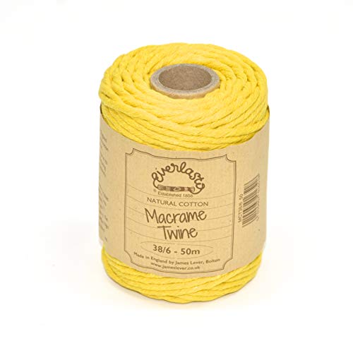 Everlasto Makramee-Garn aus weicher Baumwolle, 50 m Spulen, 38/6 (ca. 4 mm) (Narzissen) von Everlasto