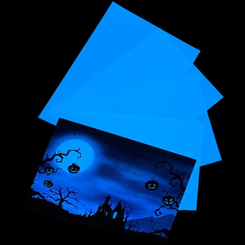 Everyglow Glow in The Dark Fotopapier, leuchtendes Druckpapier, nachleuchtendes Tintenstrahldruckpapier, Vnyl für Bilder, Halloween, 5 Stück, A4, himmelblau, 21 x 29,7 cm von Everyglow