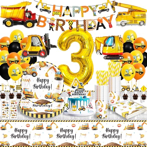 Bagger Partygeschirr Kindergeburtstag 3, Bagger Geburtstag Deko 3 Jahre, Bagger Deko Kindergeburtstag 3, Geburtstag Deko 3 Jahre Junge Bagger Luftballons Pappteller Tischdecke für Junge 16 Gäste Bagger Partygeschirr Kindergeburtstag 3, Bagger Geburtstag Deko 3 Jahre, Bagger Deko Kindergeburtstag 3, Geburtstag Deko 3 Jahre Junge Bagger Luftballons Pappteller Tischdecke für Junge 16 Gäste von Eviznbou