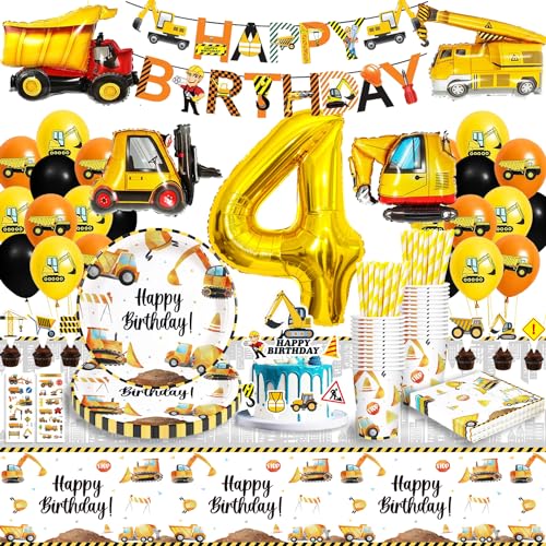 Bagger Partygeschirr Kindergeburtstag 4, Bagger Geburtstag Deko 4 Jahre, Bagger Deko Kindergeburtstag 4, Geburtstag Deko 4 Jahre Junge Bagger Luftballons Pappteller Tischdecke für Junge 16 Gäste Bagger Partygeschirr Kindergeburtstag 4, Bagger Geburtstag Deko 4 Jahre, Bagger Deko Kindergeburtstag 4, Geburtstag Deko 4 Jahre Junge Bagger Luftballons Pappteller Tischdecke für Junge 16 Gäste von Eviznbou
