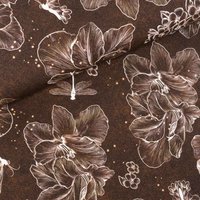 Bio-Baumwolljersey Linear Flower Melange braun von Evlis Needle