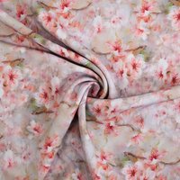 Viskosewebware Digital Kirschblüten khaki von Evlis Needle