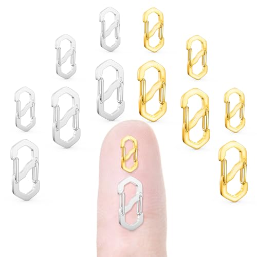 Evnlo 12 Stück Karabinerverschluss mit doppelter Öffnung, Halskettenkürzer und Verschlüsse, Gold- und Silber-Halskettenkürzer für Schmuckherstellung (klein und groß) von Evnlo