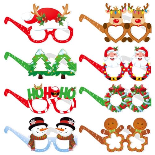 Evvmnaks 24 Brillenrahmen für Partygläser, mit Pailletten, Weihnachtsdekoration, Ersatzteile, für Geschenke zu Weihnachten von Evvmnaks