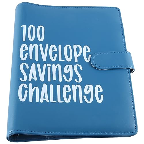 Evvmnaks Ordner mit Herausforderungen, aus Kunstleder, Budget-Ordner, einfache und lustige Möglichkeit, Geld zu sparen (blau) von Evvmnaks
