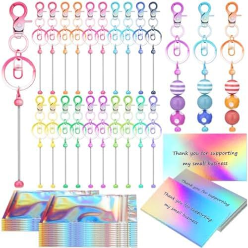 Evzvwruak 60-teiliges Schlüsselanhänger-Set zum Selbermachen, inklusive Bastelset, Danksagungsset, DIY-Projekt, Anhänger, Schmuck, Metall von Evzvwruak