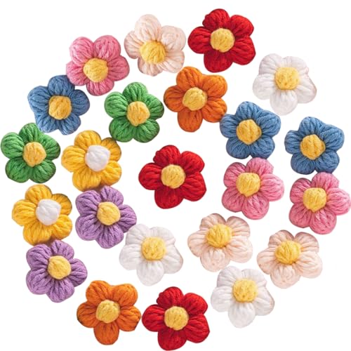 Ewanda store 100 Stück Häkelblumen, Puffblumen, handgefertigt, gestrickt, für Bastelarbeiten, Verzierungen, DIY-Kleidungszubehör Ewanda store 100 Stück Häkelblumen, Puffblumen, handgefertigt, gestrickt, für Bastelarbeiten, Verzierungen, DIY-Kleidungszubehör von Ewanda store