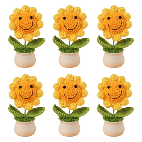 Ewanda store Häkelblumen, Topfpflanze, gestrickte Sonnenblumen für Auto, Armaturenbrett, Lehrertag, Weihnachten, Party, Zuhause, Büro, Dekoration, Nr. 5, 6 Stück Ewanda store Häkelblumen, Topfpflanze, gestrickte Sonnenblumen für Auto, Armaturenbrett, Lehrertag, Weihnachten, Party, Zuhause, Büro, Dekoration, Nr. 5, 6 Stück von Ewanda store