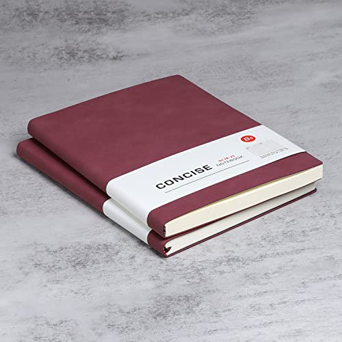 Notizbuch B5 liniertes Leder 2er Pack Hardcover Notizbücher mit Hochwertigem Dickem 100 gsm, Journal Notizbücher Klassisches Notizblock für Schreiben, Büro, Schule, Geschäft 17,5 * 25,2cm, Rot von Ewbob