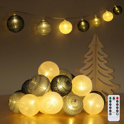 Ewikin Lichterkette Baumwollkugeln, 20 LED Kugeln USB & Batteriebetrieben, Lichterkette Kinderzimmer mit Fernbedienung, Cotton Ball Lichterkette Innen für Zimmer Deko, Hochzeit, Party Ewikin Lichterkette Baumwollkugeln, 20 LED Kugeln USB & Batteriebetrieben, Lichterkette Kinderzimmer mit Fernbedienung, Cotton Ball Lichterkette Innen für Zimmer Deko, Hochzeit, Party von Ewikin