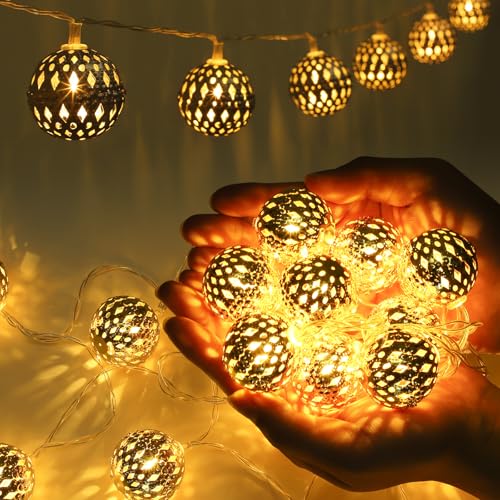 Ewikin Marokkanische Lichterkette, 20 LED Lichterkette Innen Batteriebetrieben, Goldene Lichterkette Kugeln mit Timer, Arabische Deko Lichterkette Boho für Kinderzimmer, Hochzeit, Geburtstag Ewikin Marokkanische Lichterkette, 20 LED Lichterkette Innen Batteriebetrieben, Goldene Lichterkette Kugeln mit Timer, Arabische Deko Lichterkette Boho für Kinderzimmer, Hochzeit, Geburtstag von Ewikin