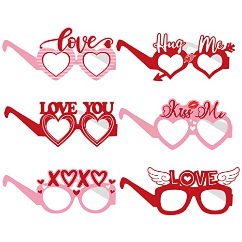 Valentinstagsdekorationen, Partybrillen, 6 Stück, Valentinstagsdekorationen, Papierherz, Brillen, Rahmen, Foto-Requisiten für Valentinstag, Kostüm, Partyzubehör Valentinstagsdekorationen, Partybrillen, 6 Stück, Valentinstagsdekorationen, Papierherz, Brillen, Rahmen, Foto-Requisiten für Valentinstag, Kostüm, Partyzubehör von Ewlpi