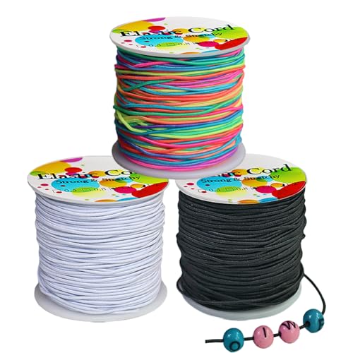 Ewparts 1mm Gummiband für Armbänder elastische Schnur für Armbänder 3 Rollen Gummiband für Schmuckherstellung, Stretch Schnur für Pony Perlen, Dehnbare Perlenschnur Perlen Kordel für DIY Schmuck von Ewparts