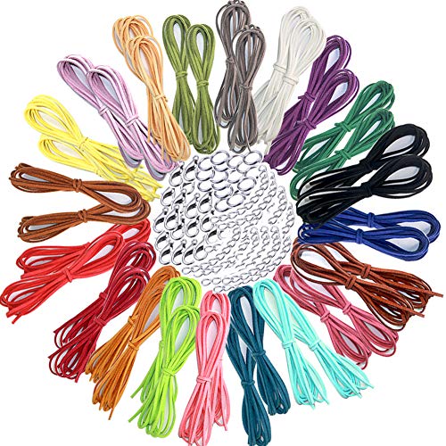 Ewparts 20 Bündel 3mm Platte Wildleder Schnur für Halskette Armband Perlenschnur für Schmuck Making Zubehör, 2 Meter jeder von Ewparts