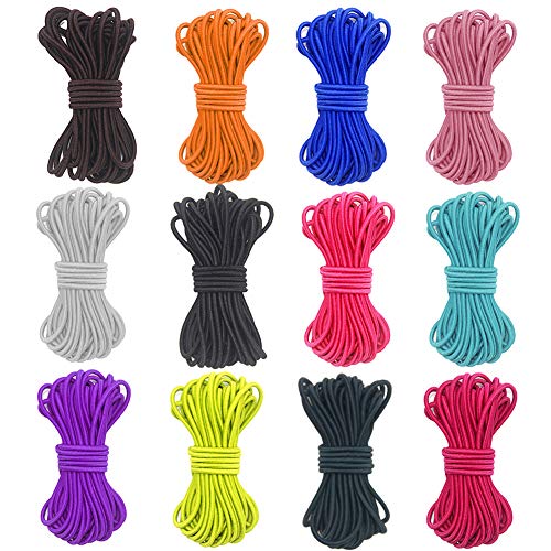 Gummiband für Armbänder 2mm 12 Stücke 60Yard Elastischer Faden für Armbänder Zum Basteln Buntes Armband Elastisch Schnur Kinder Gummikordel Handwerk Schnur Armband Elastisch für Nähen Perlenschnur von Ewparts