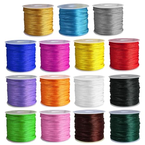 Ewparts Nylonschnur für Armbänder Armband Schnur für Perlen Nylon Faden Seidenschnur 15 Bündel Bastelschnur 1,5mm Satin Schnur für Schmuck,Handwerk,Makramee,Perlenschnur,Satinkordel Ewparts Nylonschnur für Armbänder Armband Schnur für Perlen Nylon Faden Seidenschnur 15 Bündel Bastelschnur 1,5mm Satin Schnur für Schmuck,Handwerk,Makramee,Perlenschnur,Satinkordel von Ewparts