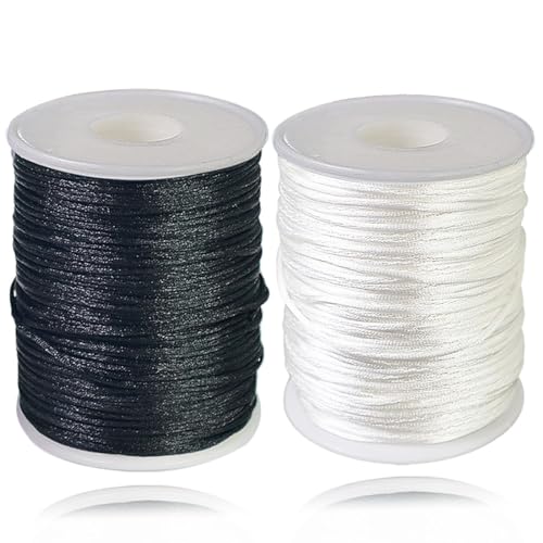Ewparts Nylonschnur für Armbänder 1.5mm Satin Nylonschnur 218 Yard Weiße Schnur für Armbänder Satinkordel Rattail Schwarz Nylonschnur für Freundschaftsarmbänder Chinesisches Knoten Schmuckherstellung Ewparts Nylonschnur für Armbänder 1.5mm Satin Nylonschnur 218 Yard Weiße Schnur für Armbänder Satinkordel Rattail Schwarz Nylonschnur für Freundschaftsarmbänder Chinesisches Knoten Schmuckherstellung von Ewparts