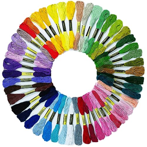 50 Farben Stickgarn,Stickgarn Set 8 Meter, 6-Fädig,Emboidary Floss Stickerei Floss Kit Stickerei Faden Saiten Stickgarn für freundschaftsarmbänder Stickereien Faden Kit Armband Schnur von Ewparts