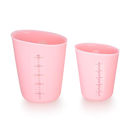 Ewwtrey 2 Stück Silikon Messbecher Krüge, 250ml/500ml Epoxidharz Mischbecher mit Skala Clear, Measuring Cups für Epoxidharz Gießformen, Basteln, Diy Handmade, Labor, Küche - Pink von Ewwtrey