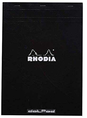 Rhodia 18559C - Packung mit 5 Notizblöcken geheftet dotPad No.18 A4 80 Blätter Dot-Lineatur 80g, Schwarz, 1 Pack von Rhodia