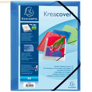 25 x Exacompta Eckspannmappe Kreacover A4 PP 500my transparent blau 25 x Exacompta Eckspannmappe Kreacover A4 PP 500my transparent blau von Exacompta