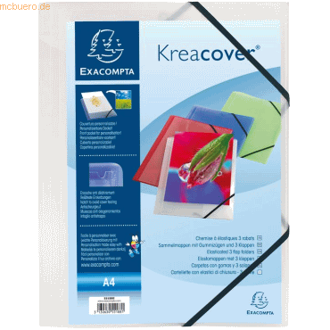 25 x Exacompta Eckspannmappe Kreacover A4 PP 500my transparent weiß von Exacompta