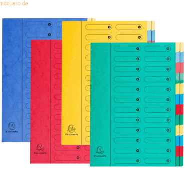 4 x Exacompta Ordnungsmappe A4 24-teilig farbig sortiert von Exacompta