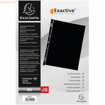 5 x Exacompta Prospekthüllen A4 7-fach gelocht 150mic transparent VE=1 von Exacompta
