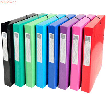8 x Exacompta Dokumentenbox Iderama A4 Pressspan 40 mm farbig sortiert von Exacompta