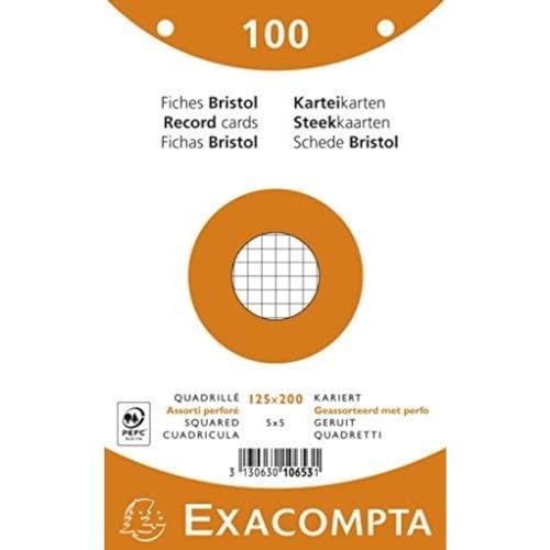 EXACOMPTA 10653E Karteikarten, 125 x 200 mm, kariert, farbig von Exacompta