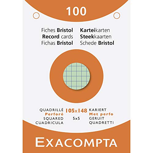 EXACOMPTA 13659E Karteikarten, DIN A6, kariert, farbig sortiert von Exacompta