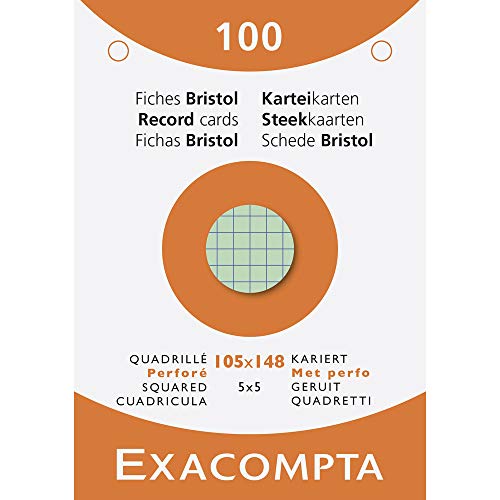 EXACOMPTA 13659E Karteikarten, DIN A6, kariert, farbig sortiert von Exacompta