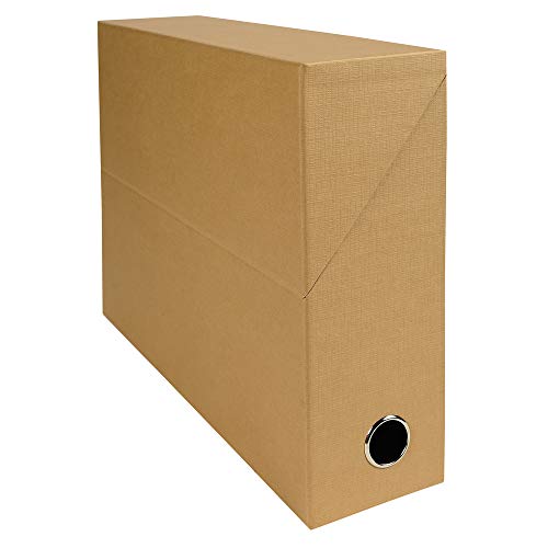 Exacompta 89528E Premium Transferbox aus Leinwandpapier 9cm Rückenbreite mit Griffloch DIN A4 havanna ideale Transportbox und perfekt geeignet für die sichere Aufbewahrung Ihrer Ordner von EXACOMPTA