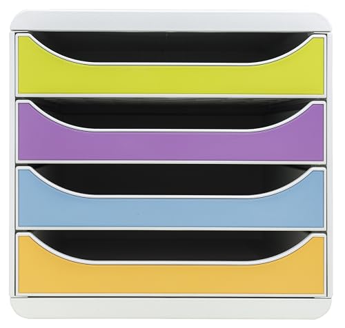 EXACOMPTA - Art.-Nr. 310909D – BIG BOX Pop N'Co – 4 Schubladen für Dokumente A4 + – Außenmaße: 34,7 x 27,8 x 26,7 cm – sortiert von Exacompta
