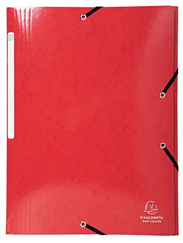 EXACOMPTA Iderama 55825E – Karton mit 25 Gummizugmappen – Tasche mit 3 Klappen Maxi Capacity – aus laminiertem Karton mit 425 g/m² – Maße: 24 x 32 cm für A4-Format – Farbe Rot von EXACOMPTA