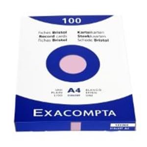EXACOMPTA Karteikarte, blanko, A4, Karton, 205 g/m², rosa (100 Stück), Sie erhalten 1 Packung á 100 Stück von Exacompta