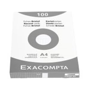 EXACOMPTA Karteikarte, kariert, A4, Karton, 205 g/m², weiß (100 Stück), Sie erhalten 1 Packung á 100 Stück von Exacompta