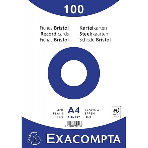 EXACOMPTA Karteikarten, DIN A4, blanko, weiß 3130630105060 von Exacompta