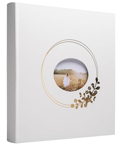 EXACOMPTA - Ref. 16732E – Fotoalbum Ringflower weiß – 300 Fotos – 60 weiße Seiten – Format 29 x 32 cm – Einband mit Papier in PU-Optik und Sichtfenster von Exacompta
