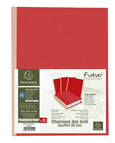 Exacompta 770012E 25er Pack Aktenmappen Forever®. Mit Leinenrücken 320 g/m² Rückenstärke 30 mm Falte Blauer Engel zertifiziert für DIN A4 rot Sammelmappe Dokumentenmappe Exacompta 770012E 25er Pack Aktenmappen Forever®. Mit Leinenrücken 320 g/m² Rückenstärke 30 mm Falte Blauer Engel zertifiziert für DIN A4 rot Sammelmappe Dokumentenmappe von Exacompta