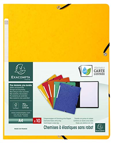 Exacompta 55419E Premium Eckspanner-Mappe. Aus extra starkem Colorspan-Karton DIN A4 mit 2 Gummizügen gelb Sammelmappe Dokumentenmappe ideal für Büro und Schule Exacompta 55419E Premium Eckspanner-Mappe. Aus extra starkem Colorspan-Karton DIN A4 mit 2 Gummizügen gelb Sammelmappe Dokumentenmappe ideal für Büro und Schule von Exacompta