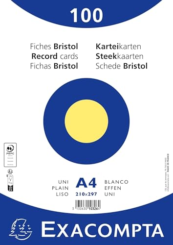 Exacompta 10 Packungen mit 100 Karteikarten, ungelocht, eingeschweißt, Format 210 x 297 mm, Gelb Exacompta 10 Packungen mit 100 Karteikarten, ungelocht, eingeschweißt, Format 210 x 297 mm, Gelb von Exacompta