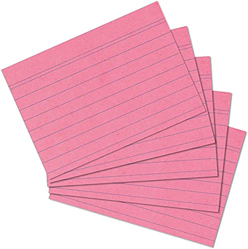 Exacompta 10830SE 100er Pack Premium Karteikarten liniert DIN A7 ideal für die Schule, zum Lernen von Vokabeln und passend zur Bunnybox Lernkartei 74 x 105 mm rosa von Exacompta