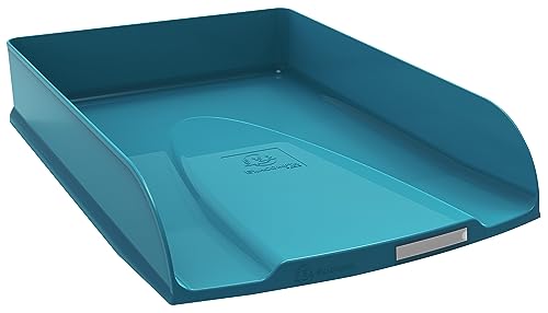 Exacompta 11128D Briefablage Combo STYLI Neo Deco aus Recycling-Kunststoff DIN A4+. Ideale Briefkörbe für Ihre Organisation. Robuste und stapelbare Ablagekörbe Blauer Engel Entenblau von EXACOMPTA